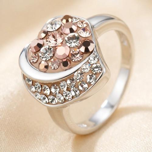Сребърен пръстен с кристали от Sw® SP728 Peach Gold