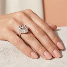 Сребърен пръстен с кристали от Sw® SP728 Peach Gold