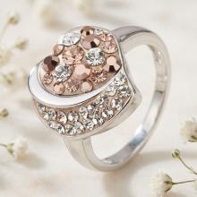 Сребърен пръстен с кристали от Sw® SP728 Peach Gold