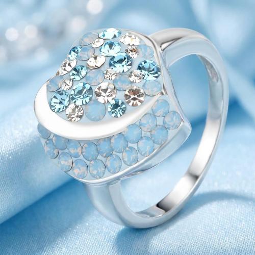 Сребърен пръстен с кристали от Sw® SP728 Deep Blue
