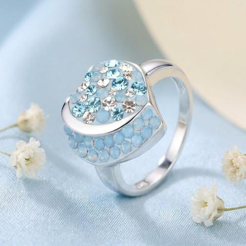 Сребърен пръстен с кристали от Sw® SP728 Deep Blue