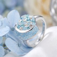 Сребърен пръстен с кристали от Sw® SP728 Deep Blue
