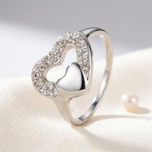 Сребърен пръстен сърце с кристали от Sw® SP729 Crystal
