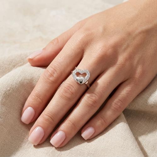 Сребърен пръстен сърце с кристали от Sw® SP729 Crystal