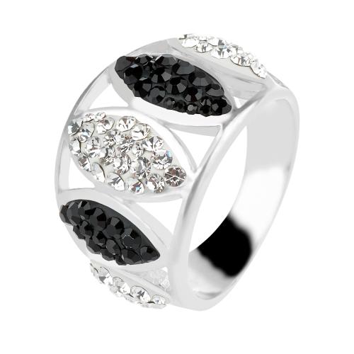 Сребърен пръстен с кристали от Sw®  SP620 Black and White