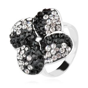 Сребърен пръстен с кристали от Sw® SP639 Black and White