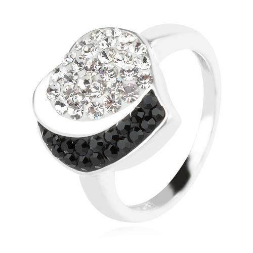 Сребърен пръстен с кристали от Sw® SP728 Black and White