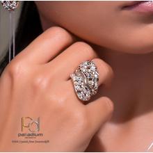 Сребърен пръстен с кристали от Sw®  SP663 Peach Gold