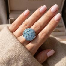Сребърен пръстен със сини кристали от Sw® Olivia Deep Blue