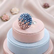 Сребърен пръстен с кристали от Sw® SP601 Metallic Rose Gold
