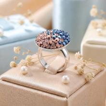 Сребърен пръстен с кристали от Sw® SP601 Metallic Rose Gold