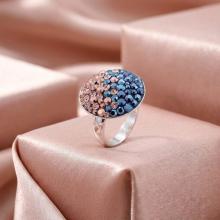 Сребърен пръстен с кристали от Sw® SP601 Metallic Rose Gold