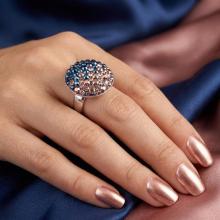 Сребърен пръстен с кристали от Sw® SP601 Metallic Rose Gold