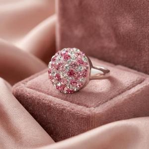 Сребърен пръстен с кристали от Sw® SP602 Rose Shade