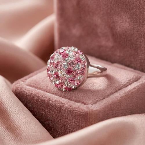Сребърен пръстен с кристали от Sw® SP602 Rose Shade