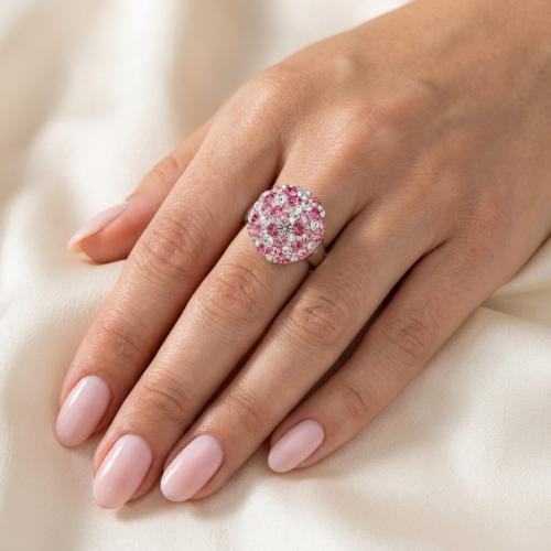 Сребърен пръстен с кристали от Sw® SP602 Rose Shade