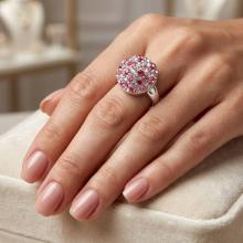 Сребърен пръстен с кристали от Sw® SP602 Rose Shade Сребърен пръстен с кристали от Sw® SP602 Rose Shade