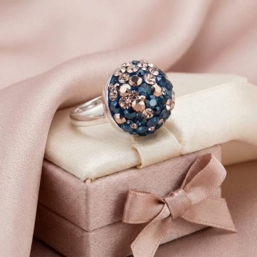 Сребърен Пръстен С Кристали От Sw® SP602 Metallic Rose Gold