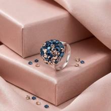 Сребърен Пръстен С Кристали От Sw® SP602 Metallic Rose Gold