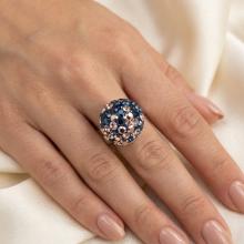 Сребърен Пръстен С Кристали От Sw® SP602 Metallic Rose Gold