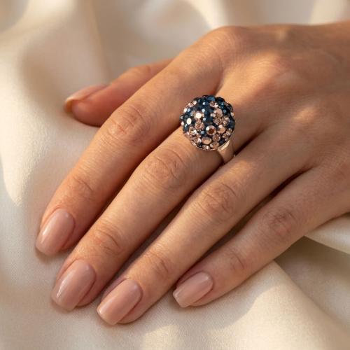Сребърен Пръстен С Кристали От Sw® SP602 Metallic Rose Gold