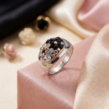 Сребърен Пръстен С Кристали От Sw® SP603 Jet, Light Peach, Metallic Sunshine Сребърен Пръстен С Кристали От Sw® SP603 Jet, Light Peach, Metallic Sunshine