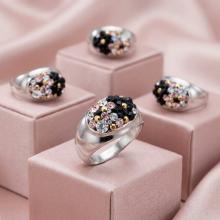 Сребърен Пръстен С Кристали От Sw® SP603 Jet, Light Peach, Metallic Sunshine Сребърен Пръстен С Кристали От Sw® SP603 Jet, Light Peach, Metallic Sunshine