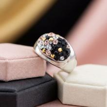 Сребърен Пръстен С Кристали От Sw® SP603 Jet, Light Peach, Metallic Sunshine Сребърен Пръстен С Кристали От Sw® SP603 Jet, Light Peach, Metallic Sunshine