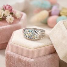 Сребърен пръстен с кристали от Sw® SP609 AB Crystal