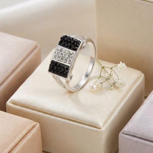 Сребърен пръстен с кристали от Sw® SP612 Black and White
