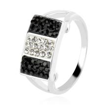 Сребърен пръстен с кристали от Sw® SP612 Black and White Сребърен пръстен с кристали от Sw® SP612 Black and White