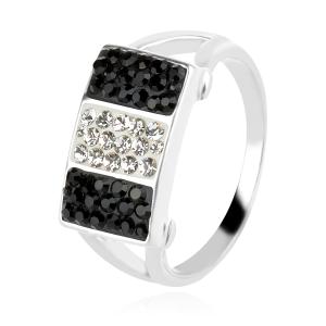 Сребърен пръстен с кристали от Sw® SP612 Black and White