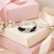 Сребърен пръстен с кристали от Sw® Mila Crystal and Jet Сребърен пръстен с кристали от Sw® Mila Crystal and Jet