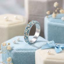 Сребърен пръстен с кристали от Sw® Mila Crystal, Aquamarine, AB Crystal