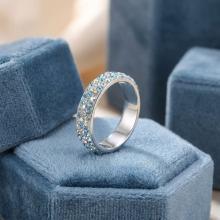 Сребърен пръстен с кристали от Sw® Mila Crystal, Aquamarine, AB Crystal