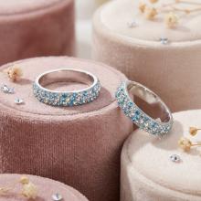 Сребърен пръстен с кристали от Sw® Mila Crystal, Aquamarine, AB Crystal