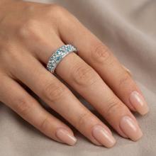 Сребърен пръстен с кристали от Sw® Mila Crystal, Aquamarine, AB Crystal