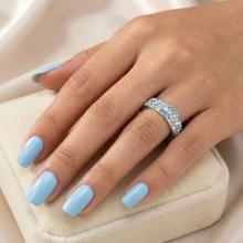 Сребърен пръстен с кристали от Sw® Mila Crystal, Aquamarine, AB Crystal
