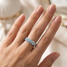 Сребърен пръстен с кристали от Sw® Mila Crystal, Aquamarine, AB Crystal