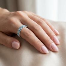 Сребърен пръстен с кристали от Sw® Mila Crystal, Aquamarine, AB Crystal