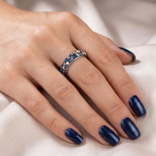 Сребърен пръстен с кристали от Sw® Mila Metallic Rose Gold