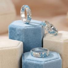 Сребърен пръстен с кристали от Sw® Mila Aquamarine and Crystal Сребърен пръстен с кристали от Sw® Mila Aquamarine and Crystal