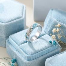 Сребърен пръстен с кристали от Sw® Mila Aquamarine and Crystal Сребърен пръстен с кристали от Sw® Mila Aquamarine and Crystal