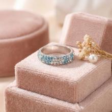 Сребърен пръстен с кристали от Sw® Mila Aquamarine and Crystal Сребърен пръстен с кристали от Sw® Mila Aquamarine and Crystal