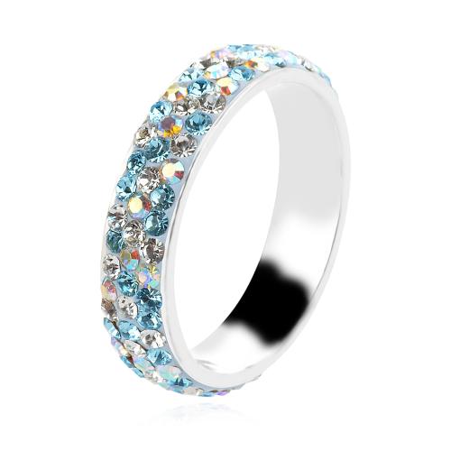 Сребърен пръстен с кристали от Sw® Mila Crystal, Aquamarine, AB Crystal