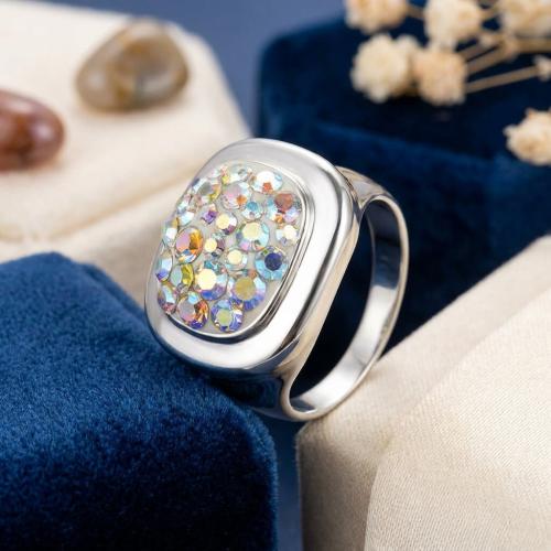 Сребърен пръстен с кристали от Sw® Iris AB Crystal