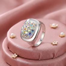 Сребърен пръстен с кристали от Sw® Iris AB Crystal