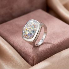 Сребърен пръстен с кристали от Sw® Iris AB Crystal