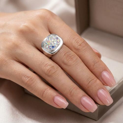 Сребърен пръстен с кристали от Sw® Iris AB Crystal