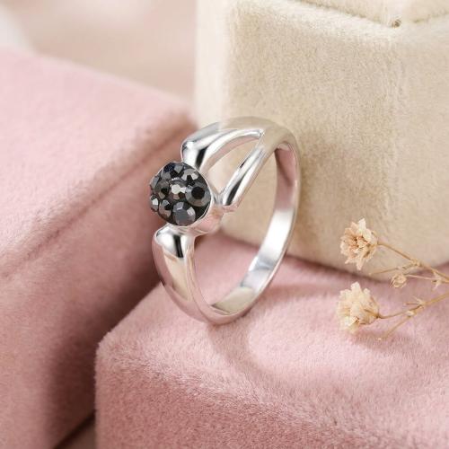 Сребърен пръстен с кристали от Sw® Ayla Hematite